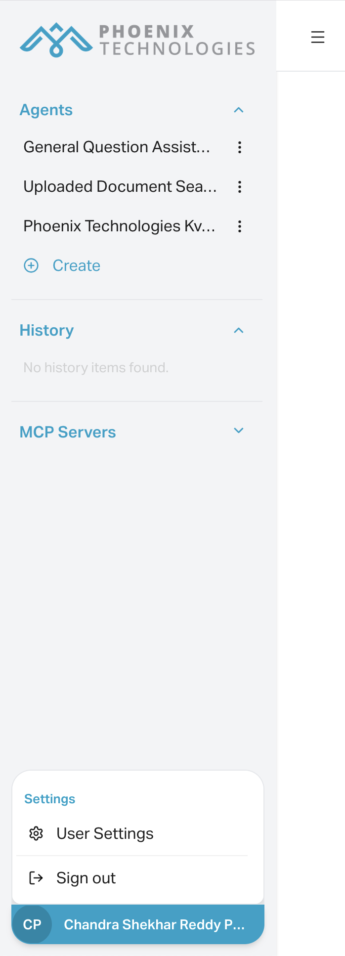 Account Menu Options
