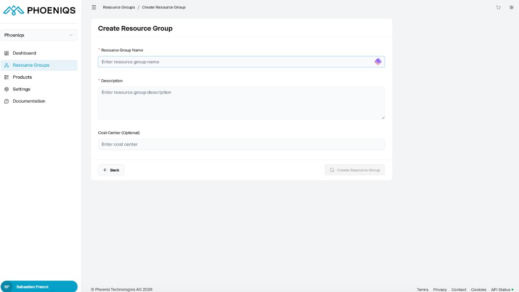 Create Resource Group form in the Sunrise Portal