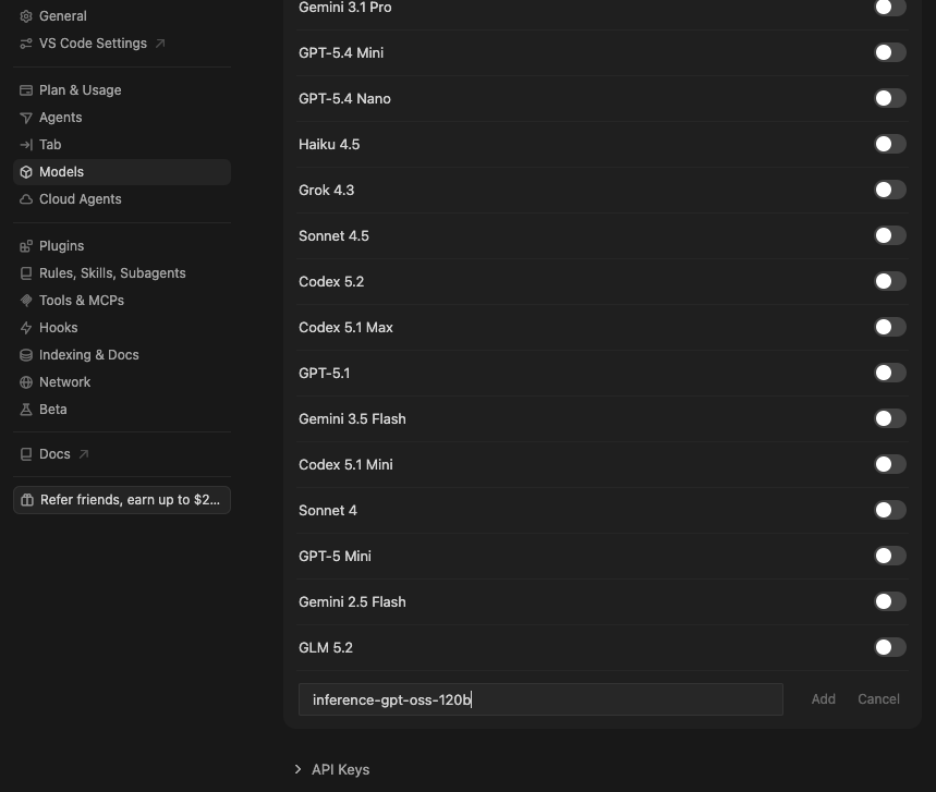 Add SUNRISE model name in Cursor